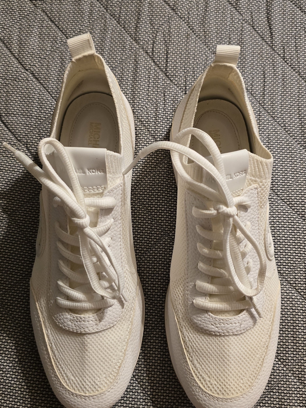 Michael Kors Cream Knit Lace-Up Sneakers